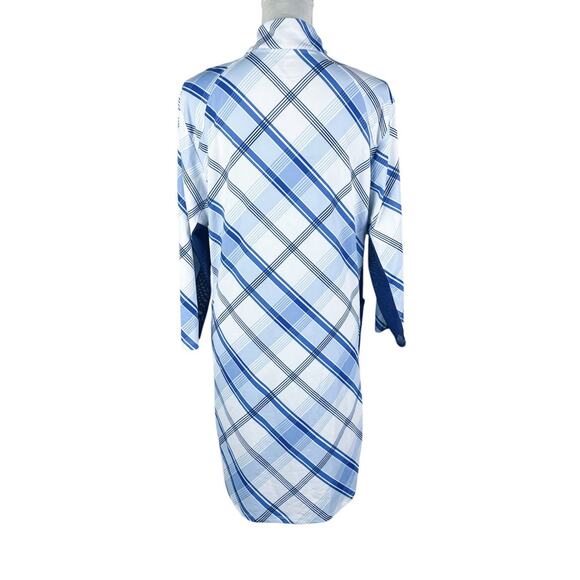 SanSoleil SolStyle Golf Dress 3/4 Sleeve Mock Zip UV 50 Hopscotch Blue Size XL - Picture 4 of 6